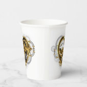 Steampunkherz mit Manometer Pappbecher (Rechts)