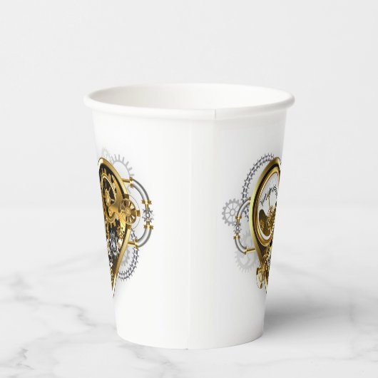 Steampunkherz mit Manometer Pappbecher (Rechts)