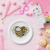 Steampunkherz mit Manometer Pappteller (Party)