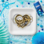 Steampunkherz mit Manometer Pappteller (Party)