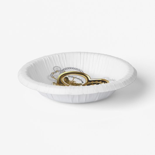 Steampunkherz mit Manometer Pappteller (Gewinkelt)