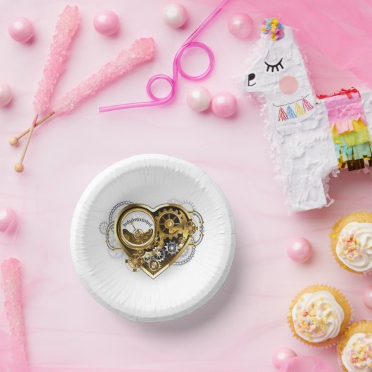 Steampunkherz mit Manometer Pappteller (Party)