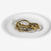 Steampunkherz mit Manometer Pappteller (Schrägansicht)