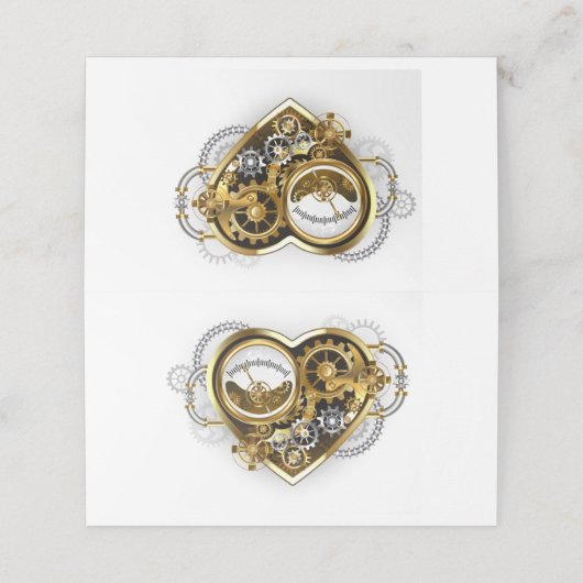 Steampunkherz mit Manometer Platzkarte (Außenseite Aufgefaltet)