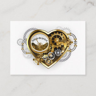 Steampunkherz mit Manometer Platzkarte