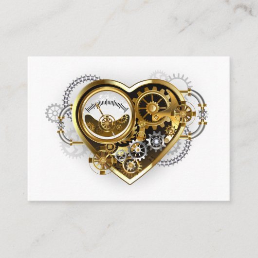 Steampunkherz mit Manometer Platzkarte (Vorderseite)