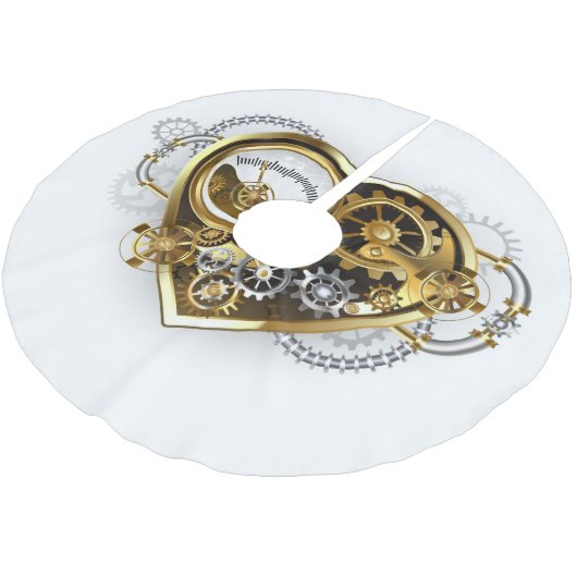 Steampunkherz mit Manometer Polyester Weihnachtsbaumdecke (Schrägansicht)