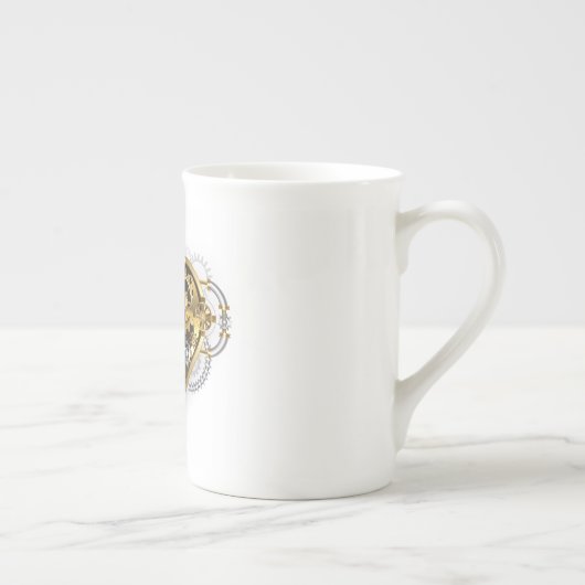 Steampunkherz mit Manometer Porzellantasse (Rechts)