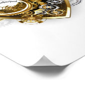 Steampunkherz mit Manometer Poster (Ecke)