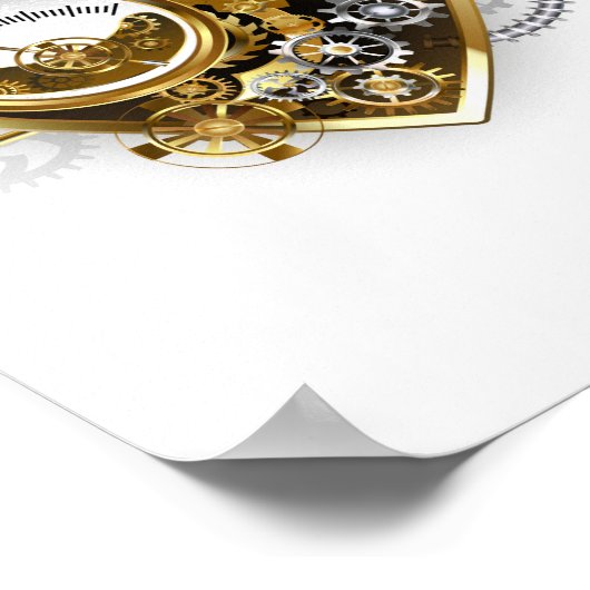 Steampunkherz mit Manometer Poster (Ecke)