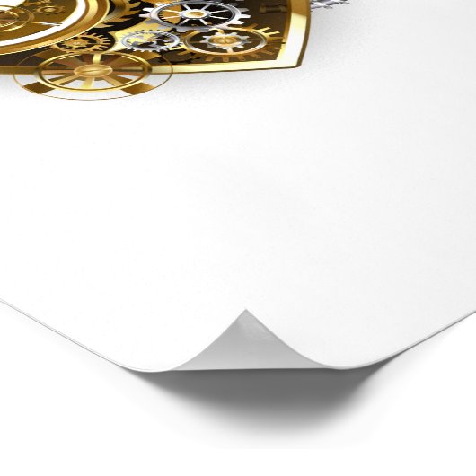 Steampunkherz mit Manometer Poster (Ecke)