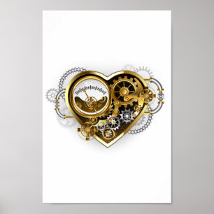 Steampunkherz mit Manometer Poster