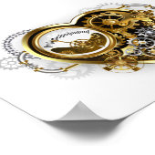 Steampunkherz mit Manometer Poster (Ecke)