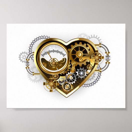 Steampunkherz mit Manometer Poster (Vorne)