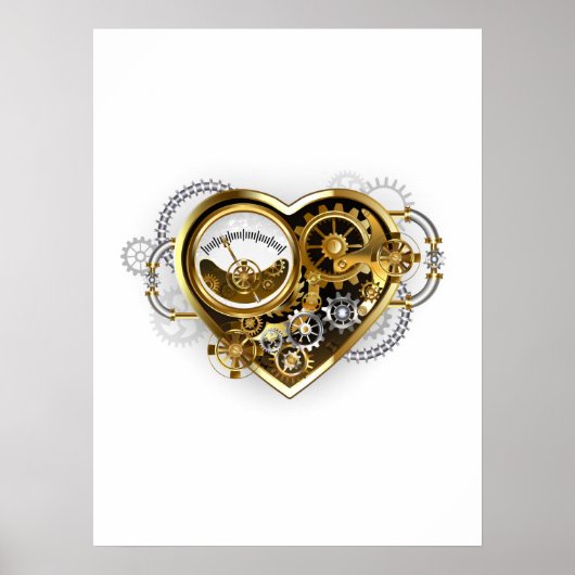 Steampunkherz mit Manometer Poster (Vorne)