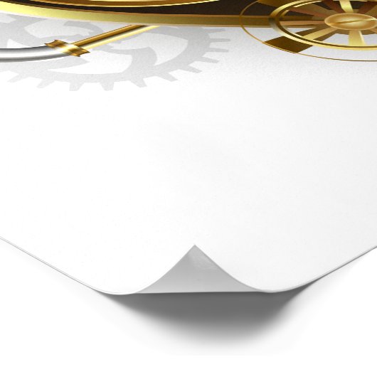 Steampunkherz mit Manometer Poster (Ecke)