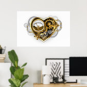 Steampunkherz mit Manometer Poster (Heimbüro)