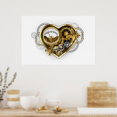 Steampunkherz mit Manometer Poster (Küche)