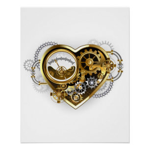 Steampunkherz mit Manometer Poster