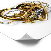 Steampunkherz mit Manometer Poster (Ecke)