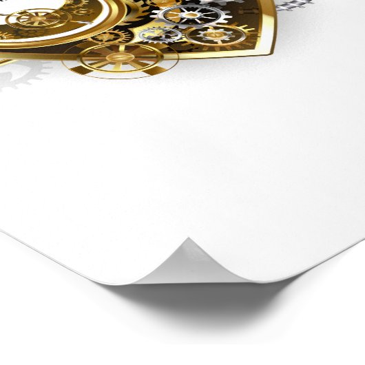 Steampunkherz mit Manometer Poster (Ecke)