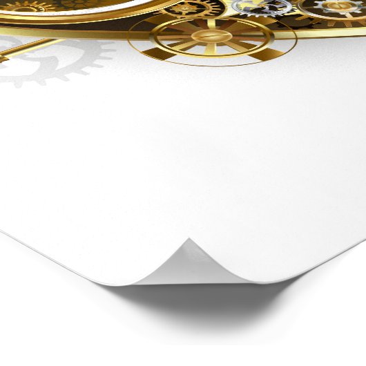 Steampunkherz mit Manometer Poster (Ecke)