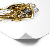 Steampunkherz mit Manometer Poster (Ecke)