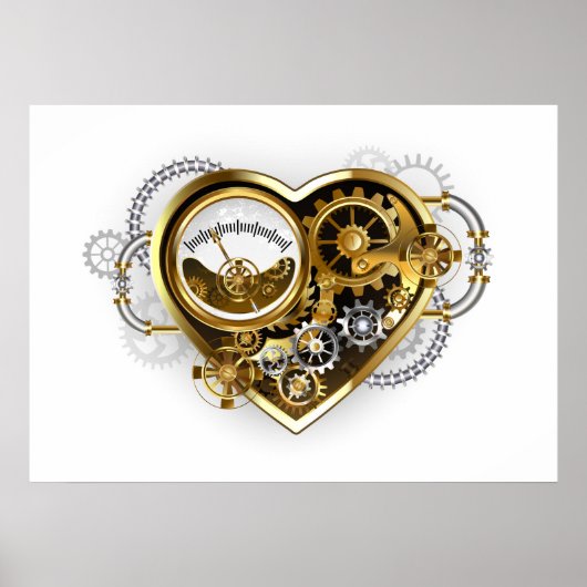 Steampunkherz mit Manometer Poster (Vorne)