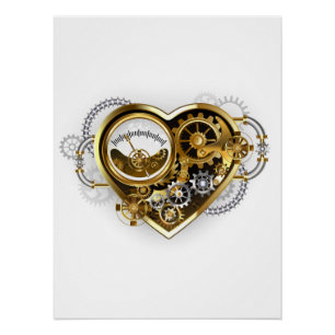 Steampunkherz mit Manometer Poster