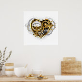 Steampunkherz mit Manometer Poster (Küche)