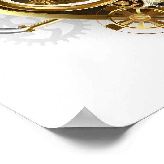 Steampunkherz mit Manometer Poster (Ecke)