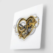 Steampunkherz mit Manometer Quadratische Wanduhr (Winkel)
