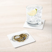 Steampunkherz mit Manometer Rechteckiger Pappuntersetzer (Vor Ort)