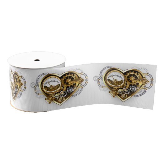 Steampunkherz mit Manometer Ripsband (Spule)