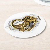 Steampunkherz mit Manometer Runder Pappuntersetzer (Angewinkelt)
