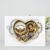 Steampunkherz mit Manometer Save The Date (Stehend Vorderseite)