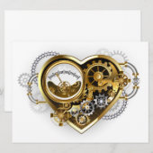 Steampunkherz mit Manometer Save The Date (Vorne/Hinten)