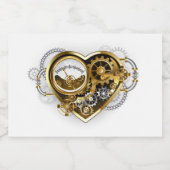 Steampunkherz mit Manometer Schaumweinetikett (Einzelnes Label)
