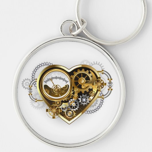 Steampunkherz mit Manometer Schlüsselanhänger (Vorne)