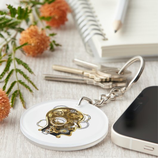 Steampunkherz mit Manometer Schlüsselanhänger (Vorderseite rechts)