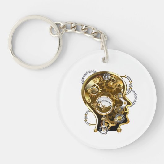 Steampunkherz mit Manometer Schlüsselanhänger (Vorderseite)