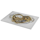 Steampunkherz mit Manometer Schneidebrett (Ecke)