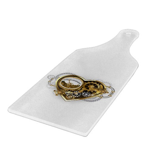 Steampunkherz mit Manometer Schneidebrett (Ecke)