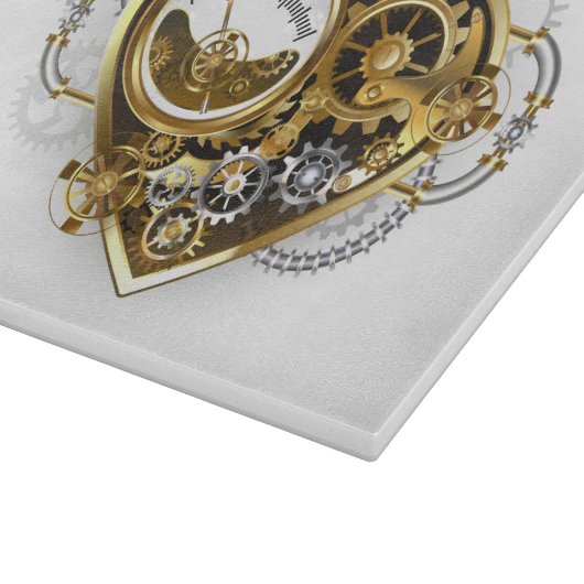 Steampunkherz mit Manometer Schneidebrett (Ecke)