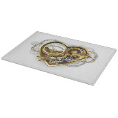 Steampunkherz mit Manometer Schneidebrett (Ecke)