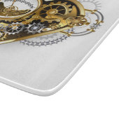 Steampunkherz mit Manometer Schneidebrett (Ecke)