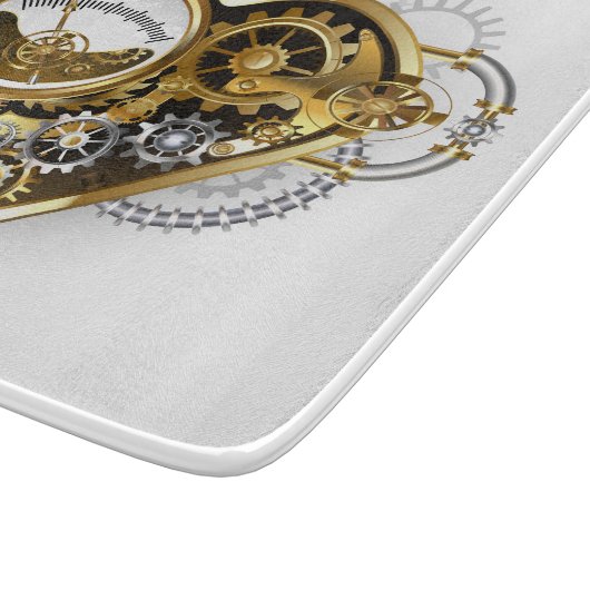 Steampunkherz mit Manometer Schneidebrett (Ecke)