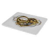 Steampunkherz mit Manometer Schneidebrett (Ecke)