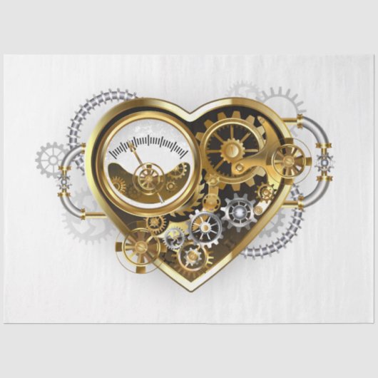 Steampunkherz mit Manometer Seidenpapier (Vorderseite)