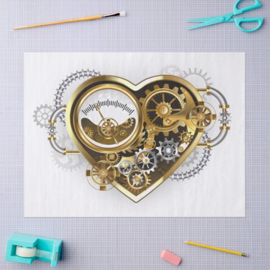 Steampunkherz mit Manometer Seidenpapier (Basteln)
